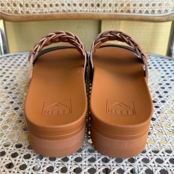 Reef Platform Slide Sandals Women’s size 7.5 Tan Brown Braided Strap - Picture 3 of 6